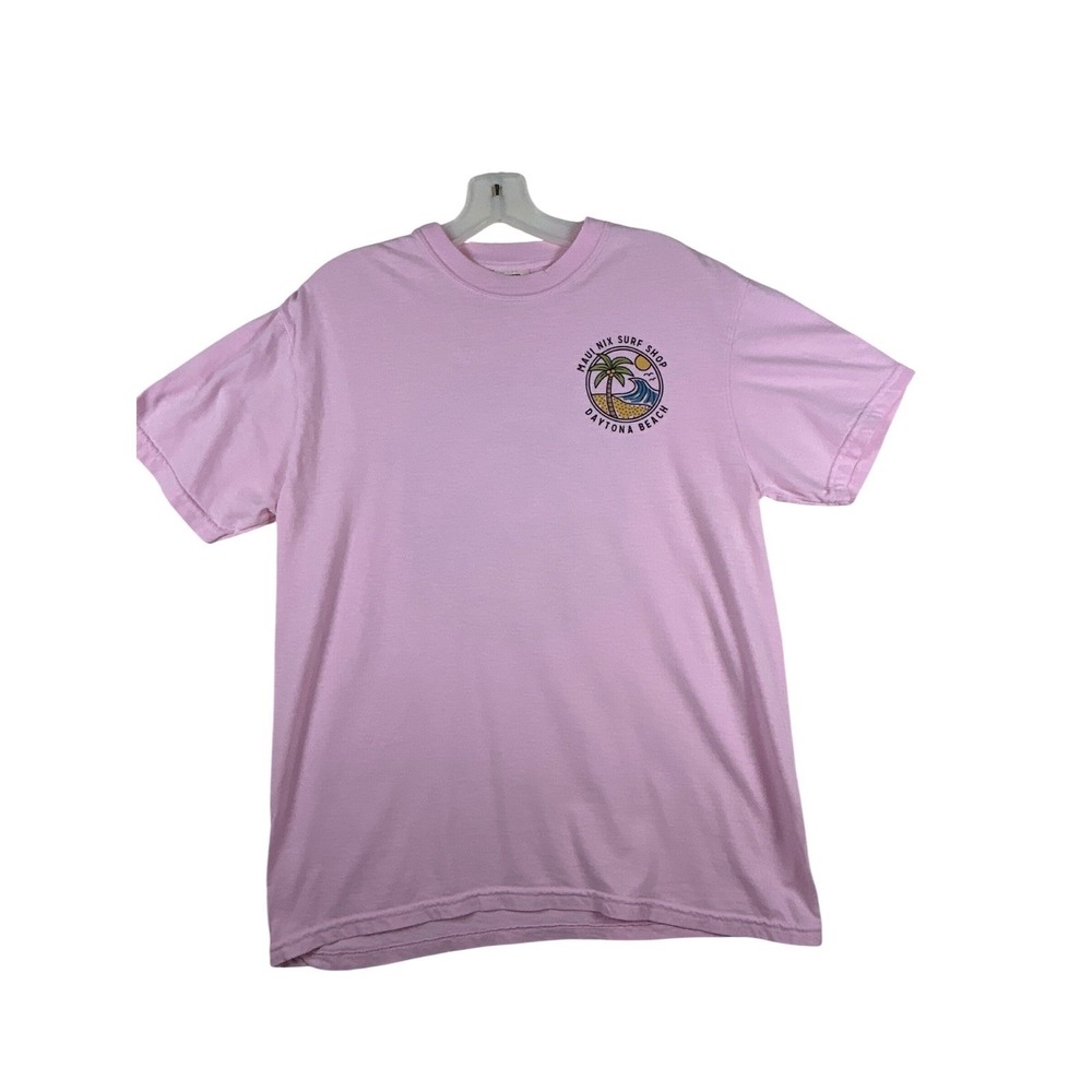 Comfort Colors Maui Nix Surf Shop Daytona Beach Pink Graphic T-Shirt Medium